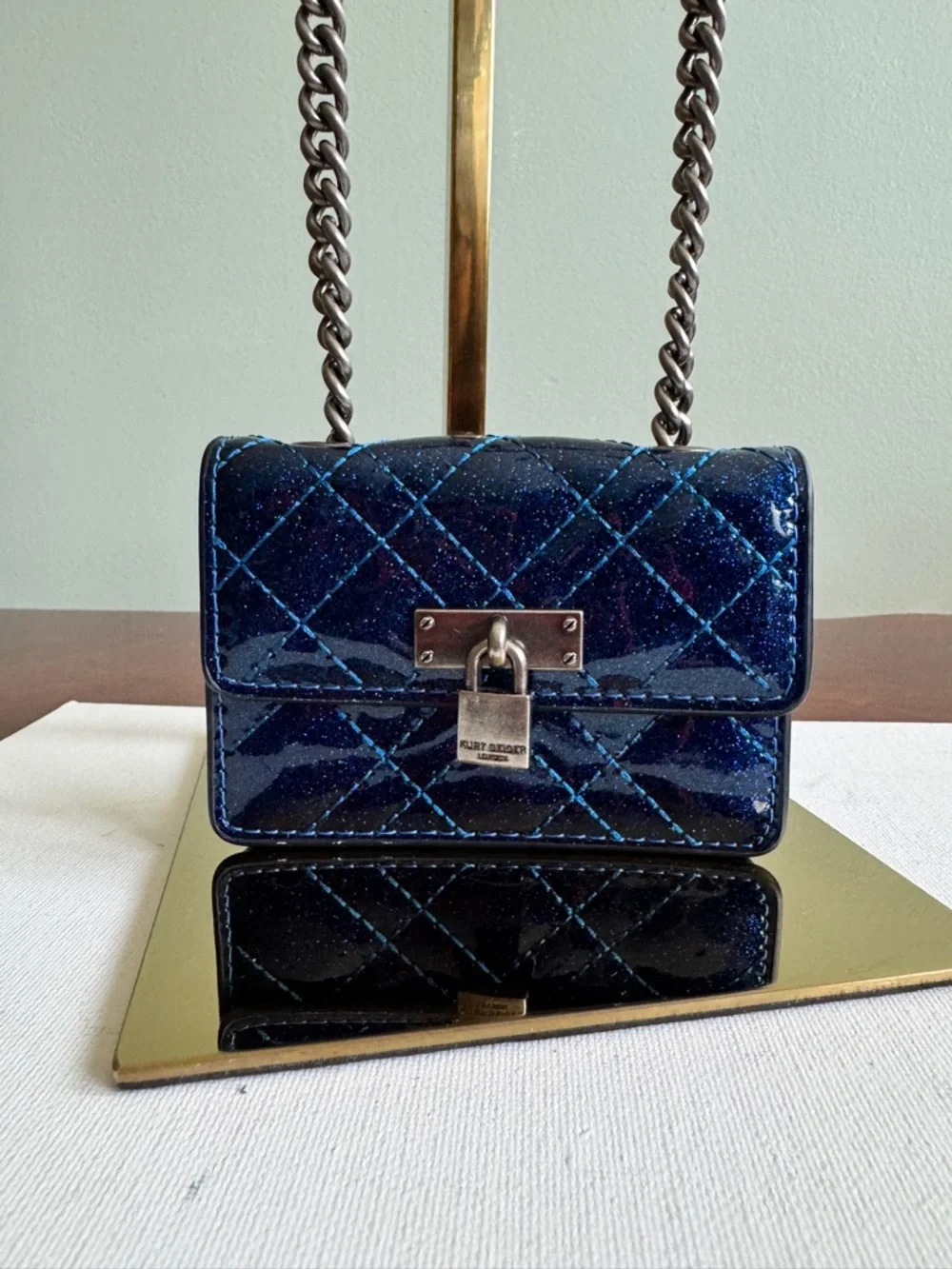 Kurt Geiger London Micro Braxton  Quilted Mini Shoulder Bag in Navy Blue,NWOT - Picture 10 of 10